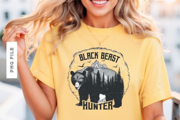 Black Beast Hunter T-shirt Design: A Premium Creative Asset