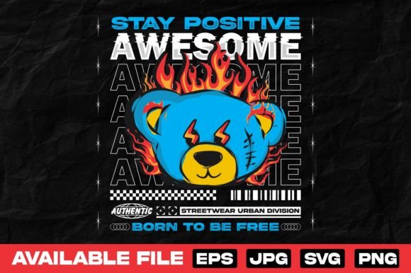 Burning Bear Streetwear: Bold Vector Art for Apparel