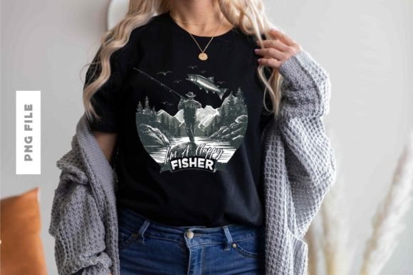 I'm a Happy Fisher T-Shirt Design: A Premium Creative Asset