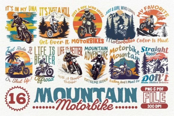 Mountain Motorbike T-shirt Design Bundle: Creative Assets for Impact