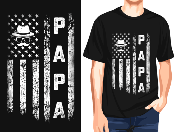 Papa Vintage Flag Vector T-Shirt Design