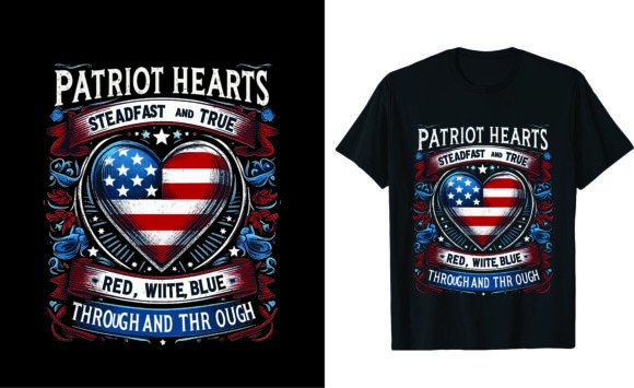 Patriot Hearts T-Shirt Design: A Modern Graphic Design Asset