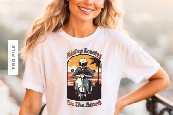 Riding Scooter T-shirt Design: A Dynamic Graphic Asset