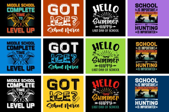 School T-Shirt Design Bundle: Trendy Pod Creative Assets