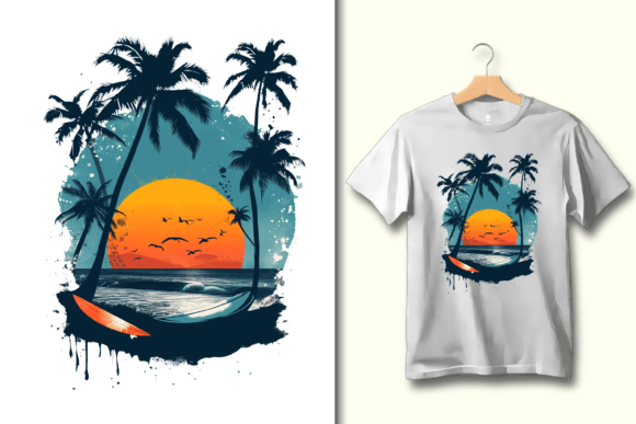 Tropical Summer Sunset Island Design PNG: A Visual Escape